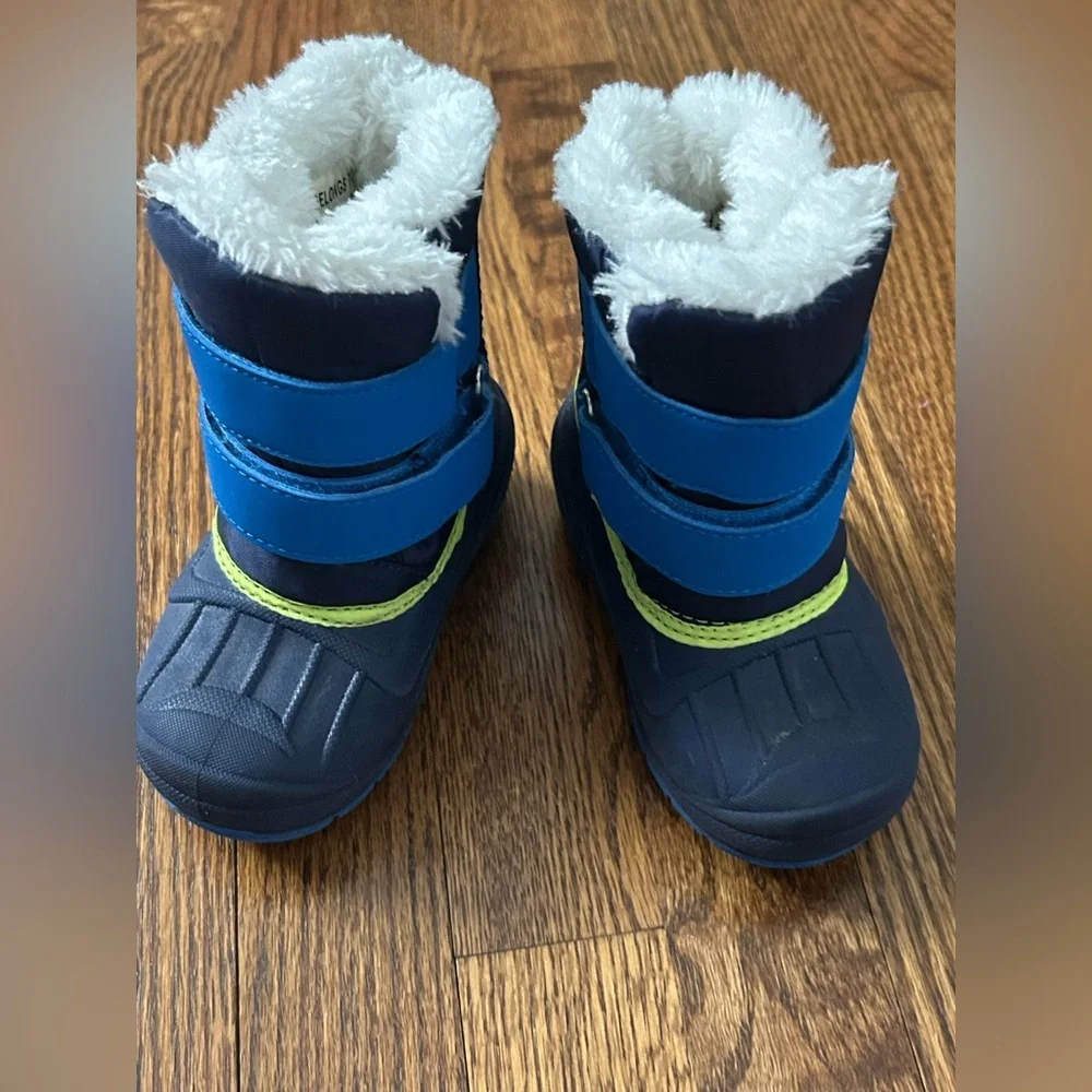 Cat & Jack Blue Insulated Snow Boots Faux Fur Lined Winter Toddler Kids Size 5